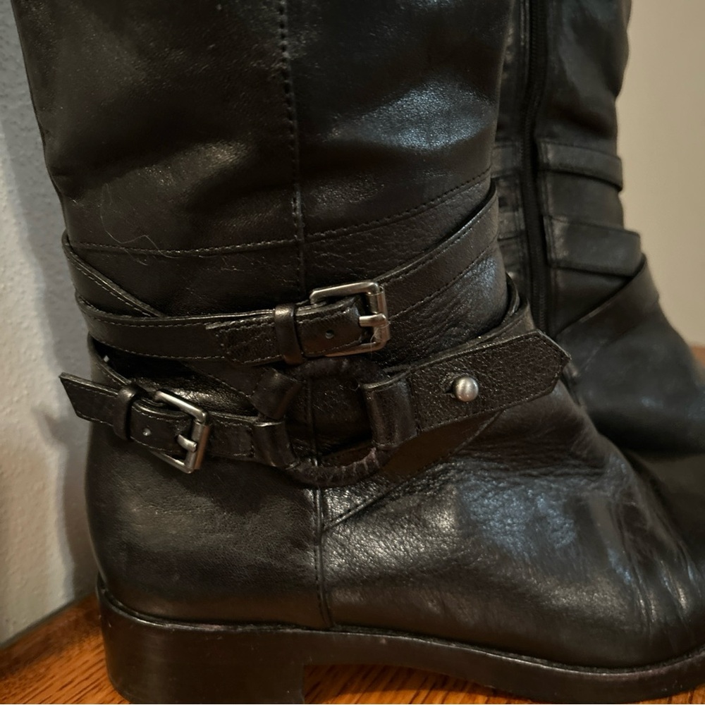 Via Spiga Black Leather Knee-High Boots - Picture 2 of 8
